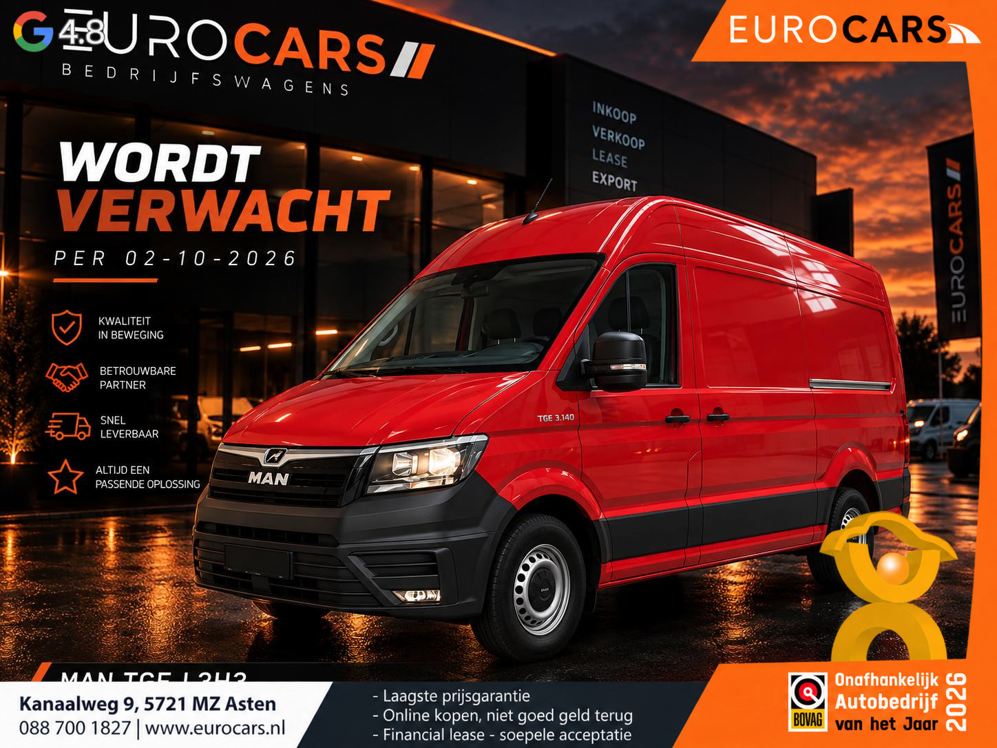 MAN TGE 2.0 140 pk Automaat L3H3